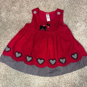 Red Corduroy Baby Dress with Black Scottie Dog Accent vintage George